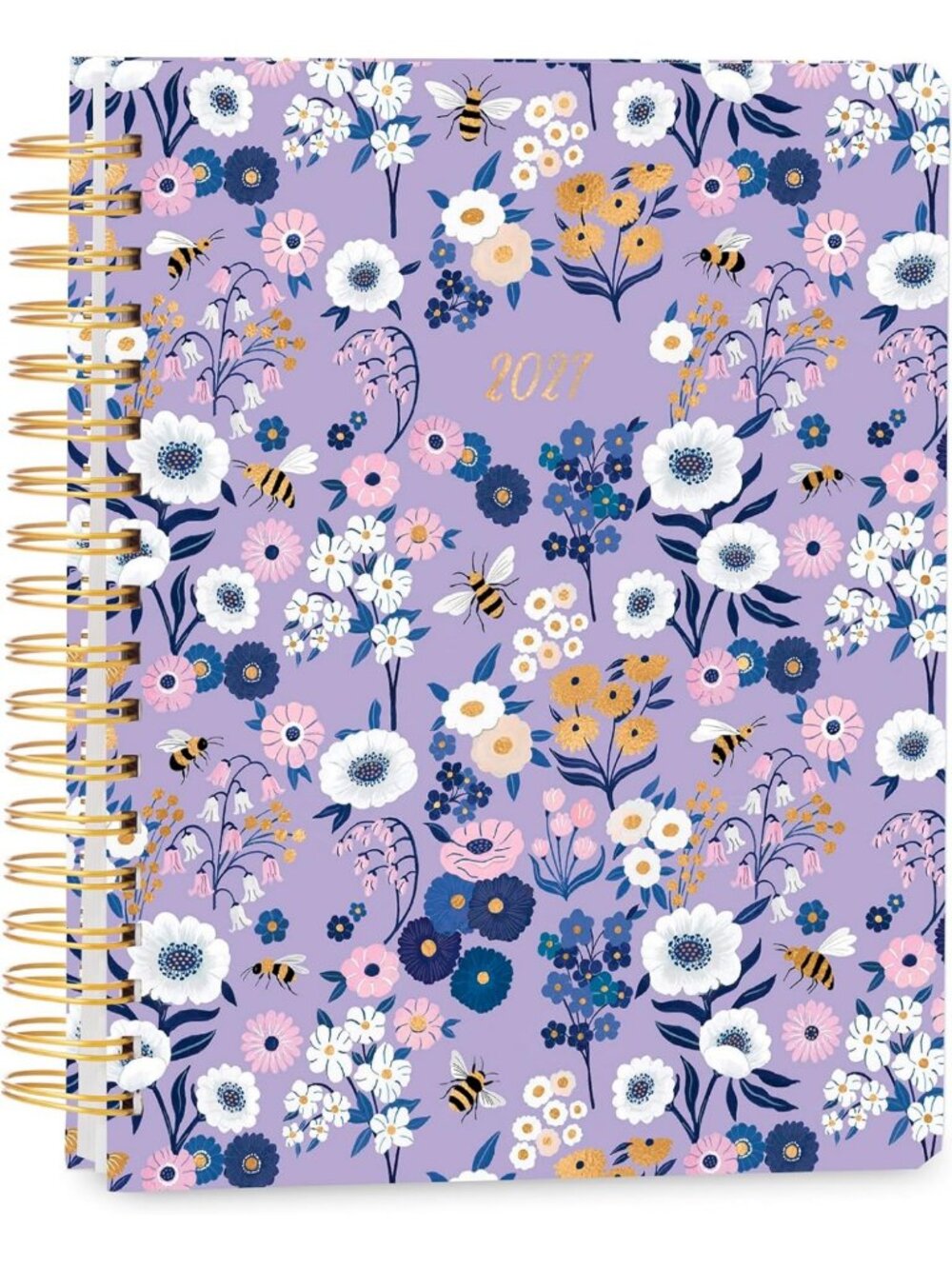 2027 Weekly & Monthly Planner, 17-Month Hardcover, Garden Bee Design, Notes